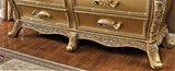 REYNA Metallic Antique Gold & Faux Leather King/Queen Traditional Bed