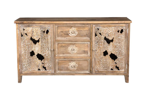 Lotus Hand Carved Sideboard Cabinet