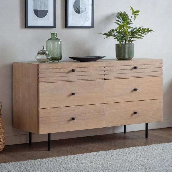 Dura Solid Wood Natural 6 Drawer Chest