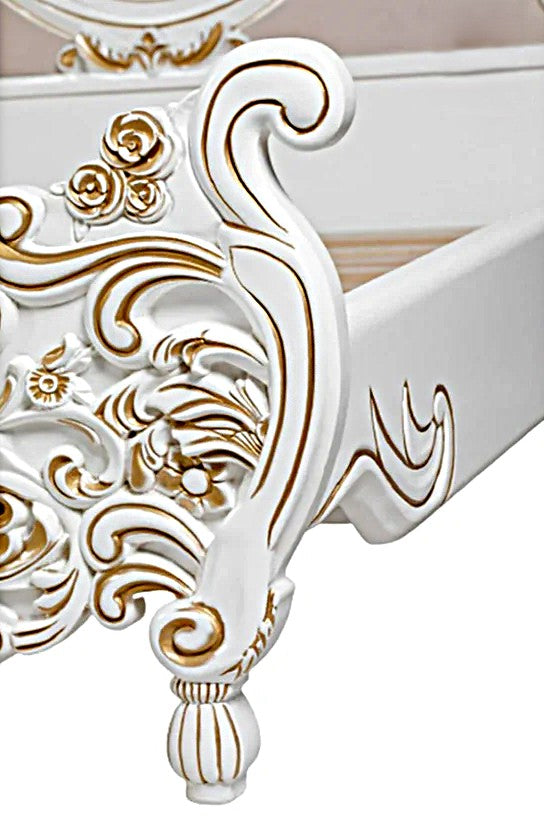 Royalty Solid Mango Wood Hand Carved Platform Platform Bed