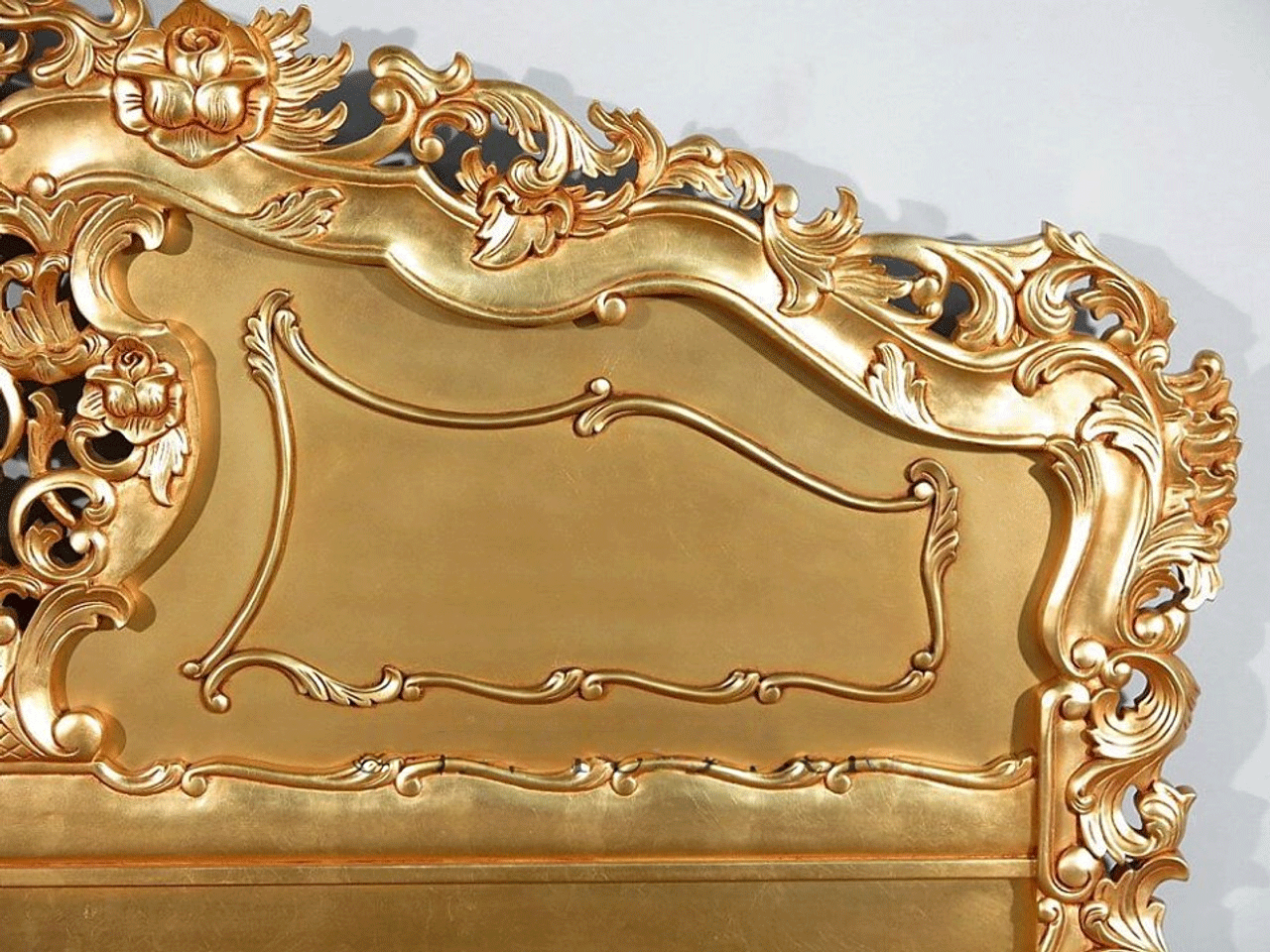 Royal Gold Leaf Hand Carved Bed