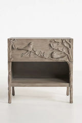 Hand Carved Ornithology Bed / Bedside