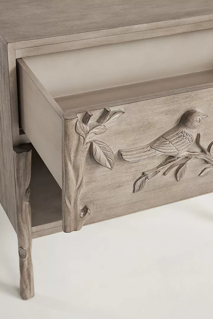 Hand Carved Ornithology Bed / Bedside