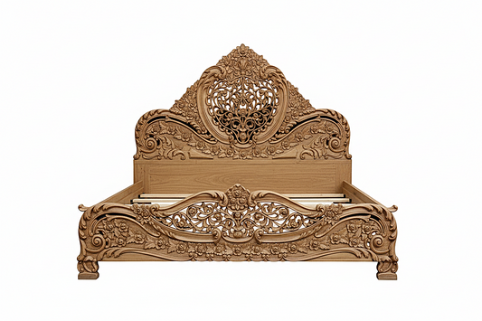 Arangi Solid Mango Wood Hand Carved Platform Bed