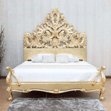 Crown Gold Leaf Hand Carved Bed Frame