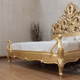 Crown Gold Leaf Hand Carved Bed Frame