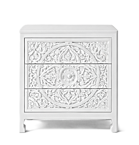 Indian Hand-Carved Wood Canopy Platform Platform Bed Frame