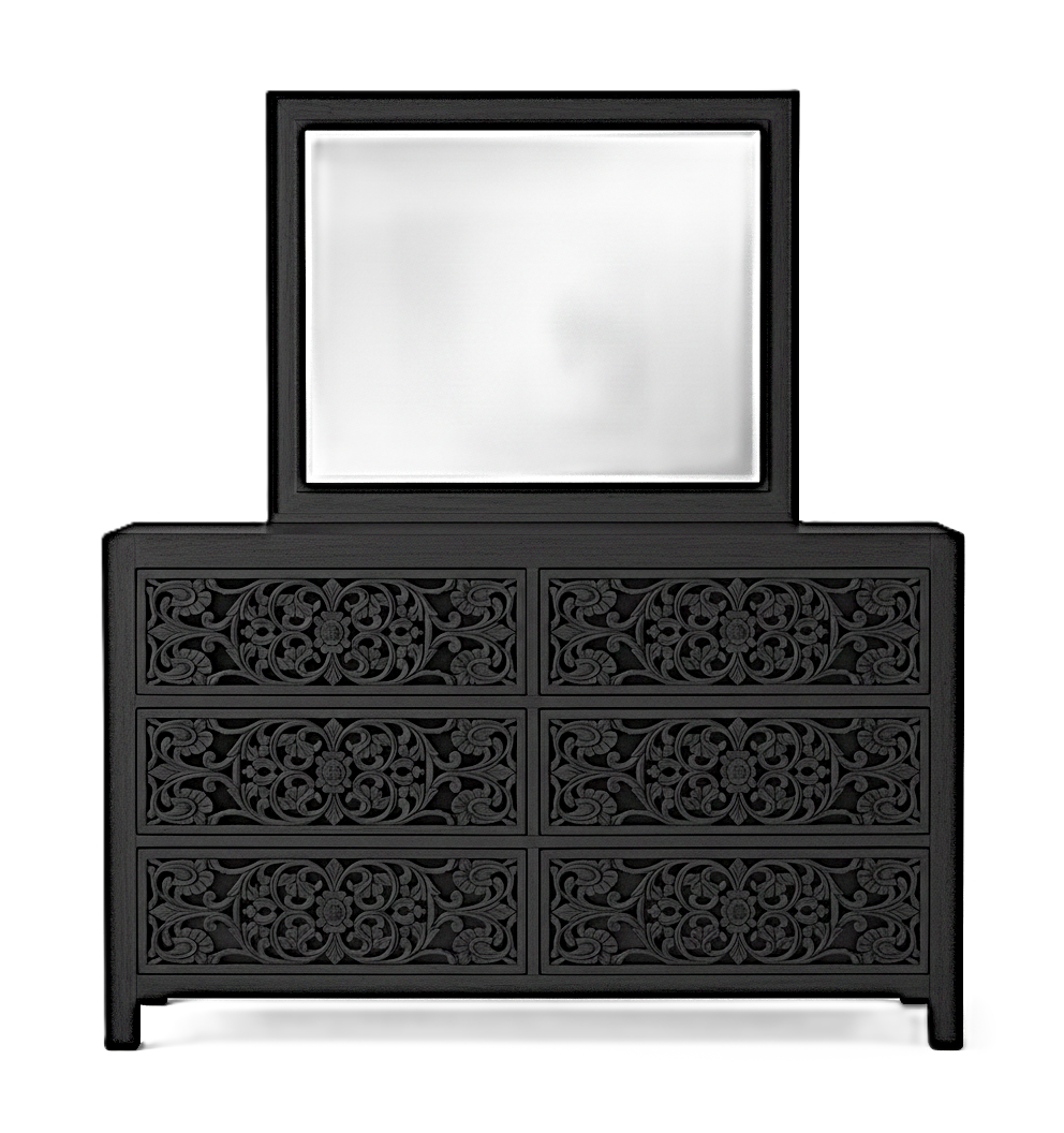 Shahi Mughal Hand-Carved Indian Solid Wood Platform Bed & Bedroom Collection