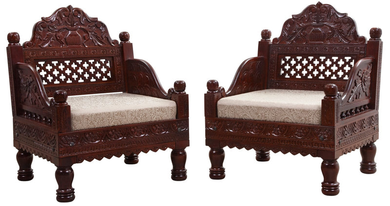 Hand Carved Indian Mughal Elephant Design swing / 5pc Set