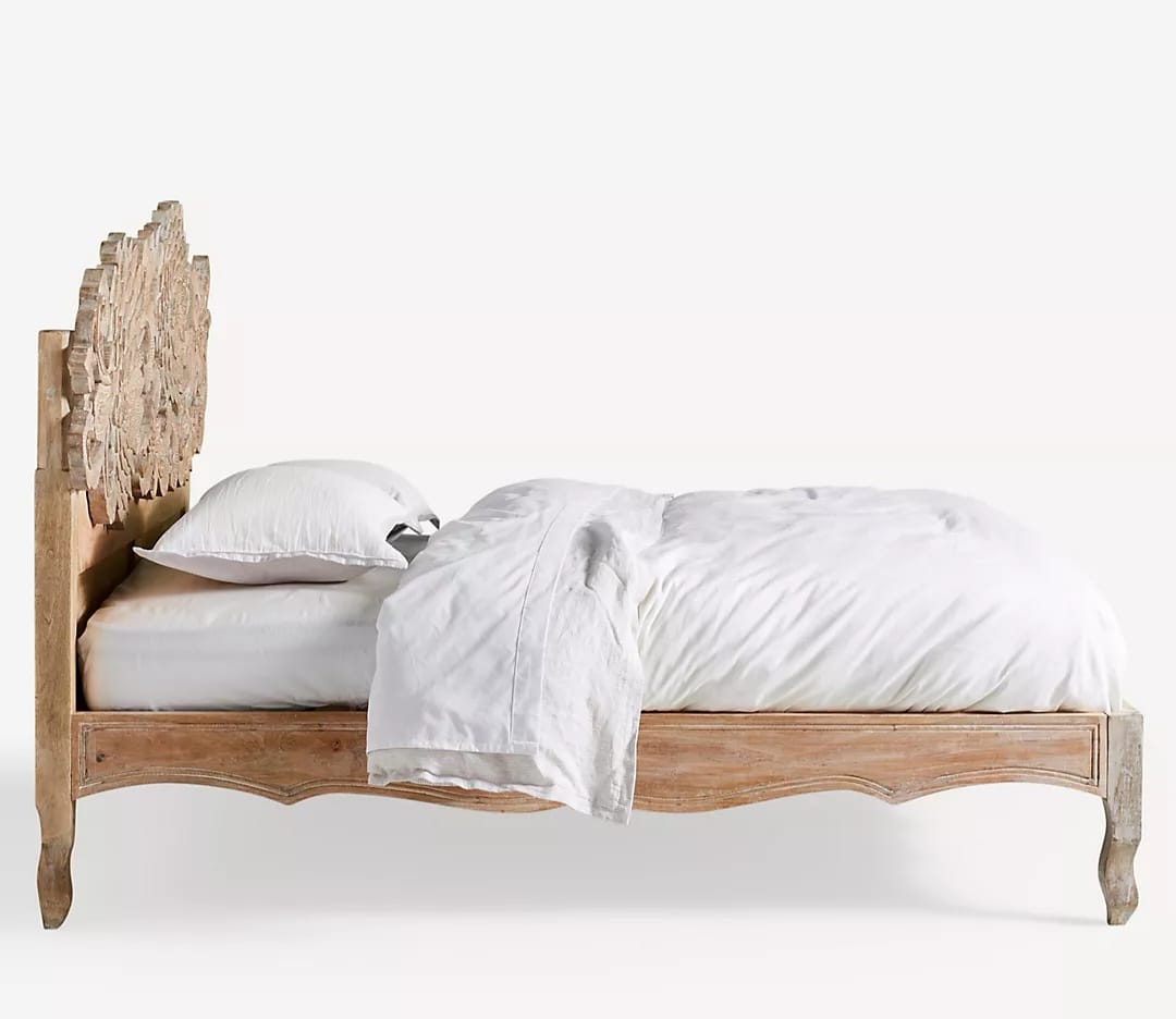 Mango Wood Handcrafted Lotus Bed