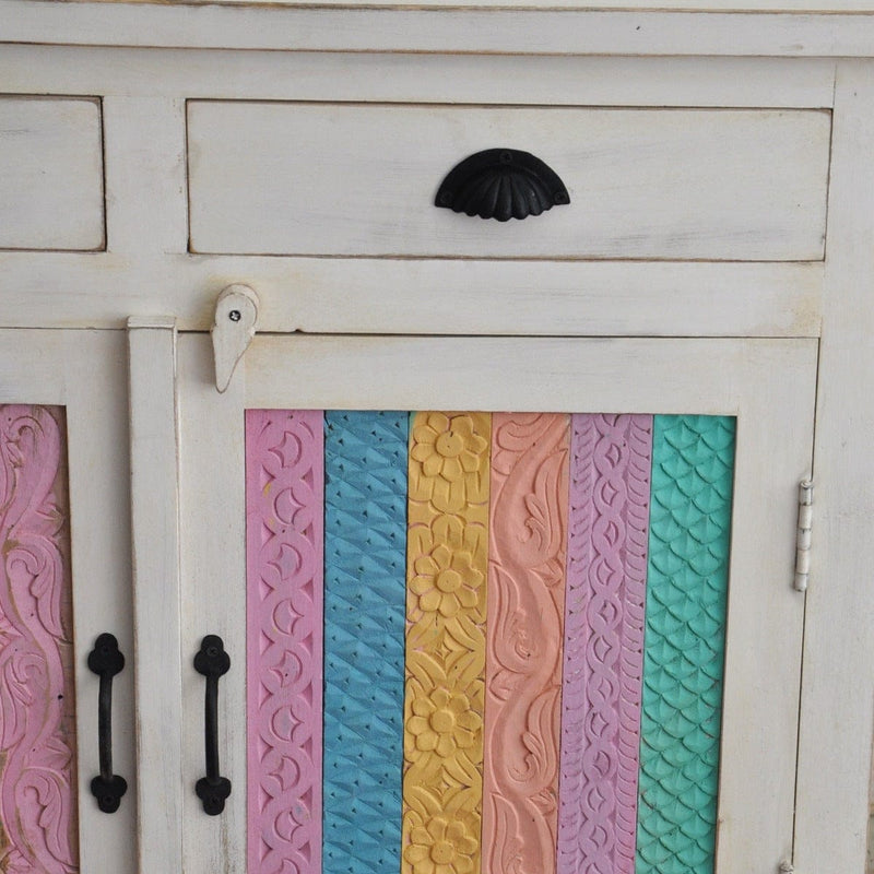 Rainbow Carved 2 Door Wooden Sideboard 100-40-90