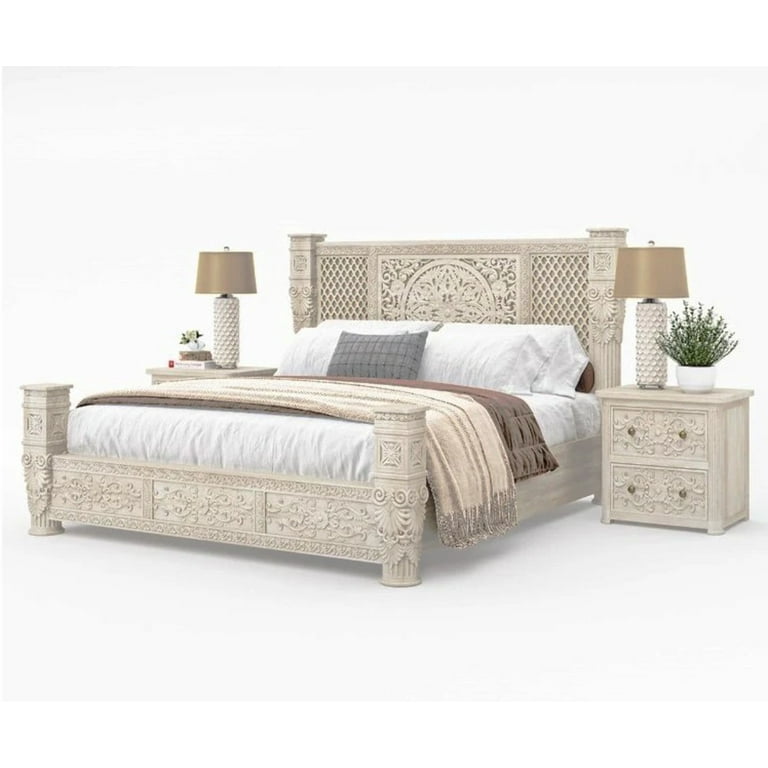 Kasbah Hand Carved Solid Wooden Bed / Bedroom Set