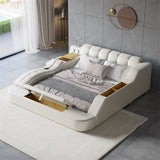 Sash Tufted Upholstered Platform Bed with Massage, Storage, Led Light & Speaker