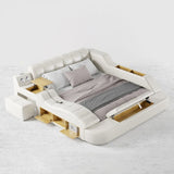 Sash Tufted Upholstered Platform Bed with Massage, Storage, Led Light & Speaker