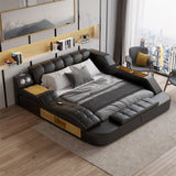 Sash Tufted Upholstered Platform Bed with Massage, Storage, Led Light & Speaker