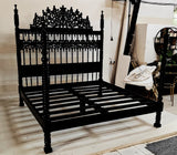 Spiral Kabak Hand Carved Solid Wooden Bed Frame