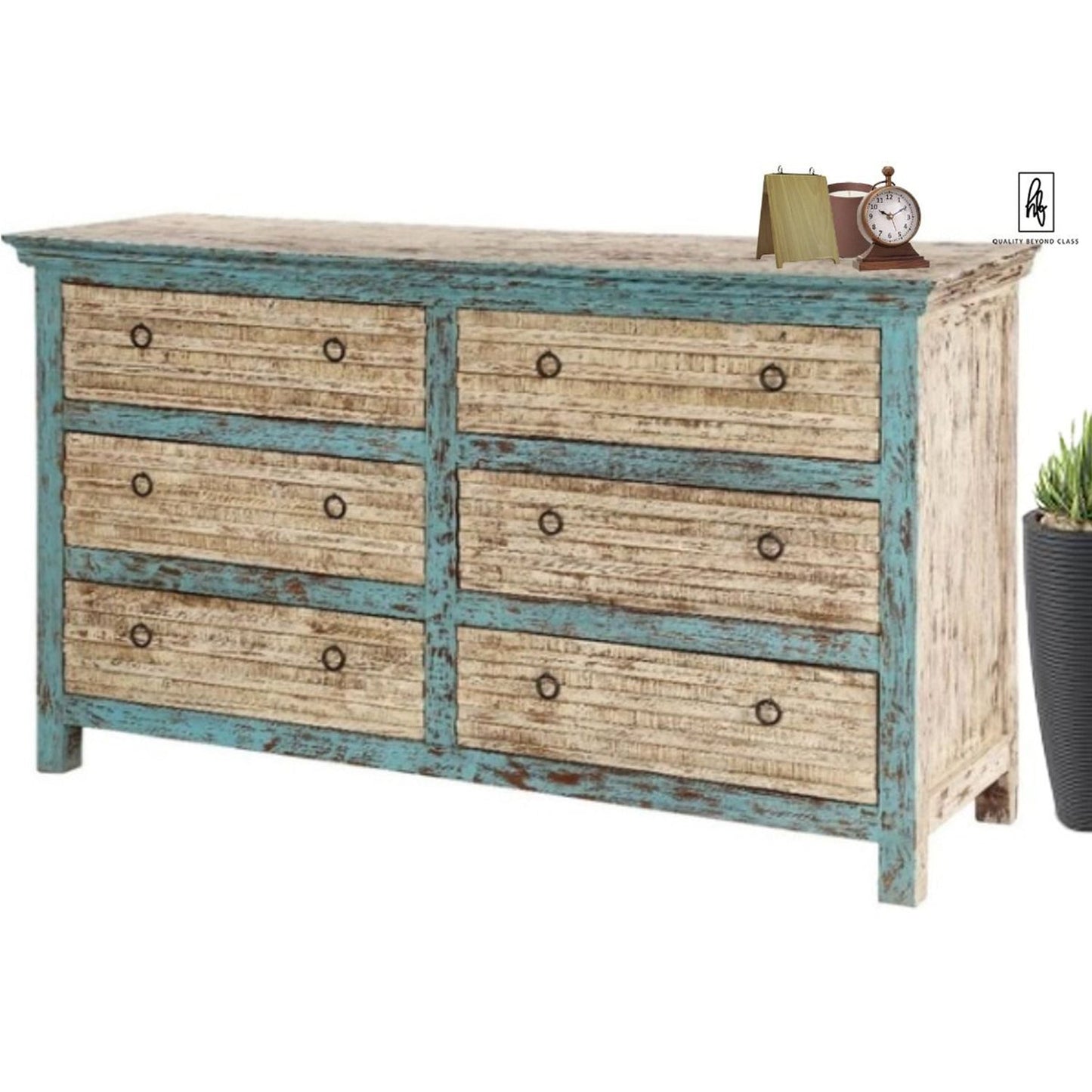ANGEL Mango Wood Bedroom Dresser With Six Drawers – handcrafted solid wood furniture