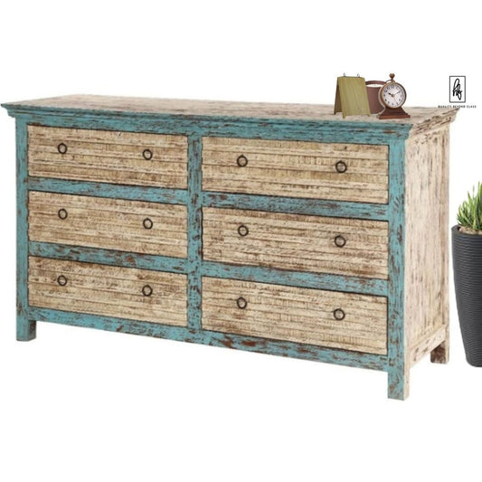 ANGEL Mango Wood Bedroom Dresser With Six Drawers – handcrafted solid wood furniture