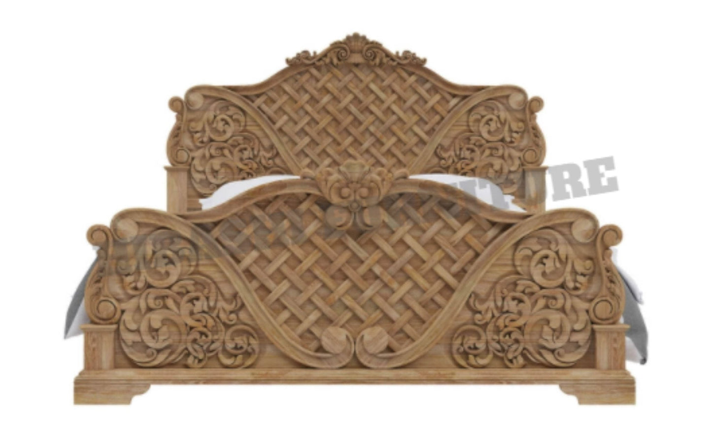 Blossom Solid Mango Wood Traditional Rustic Platform Bed – handcrafted solid wood furniture