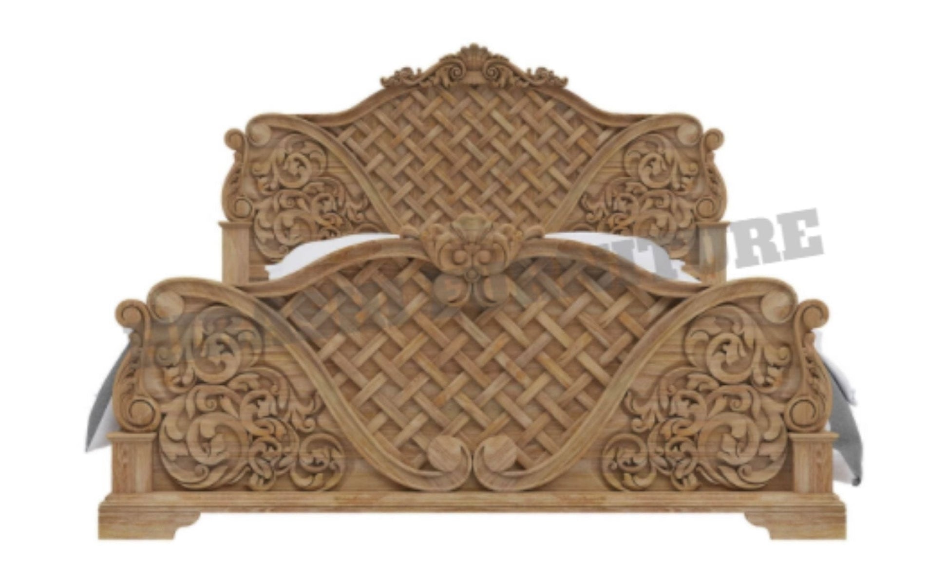 Blossom Solid Mango Wood Traditional Rustic Platform Bed – handcrafted solid wood furniture