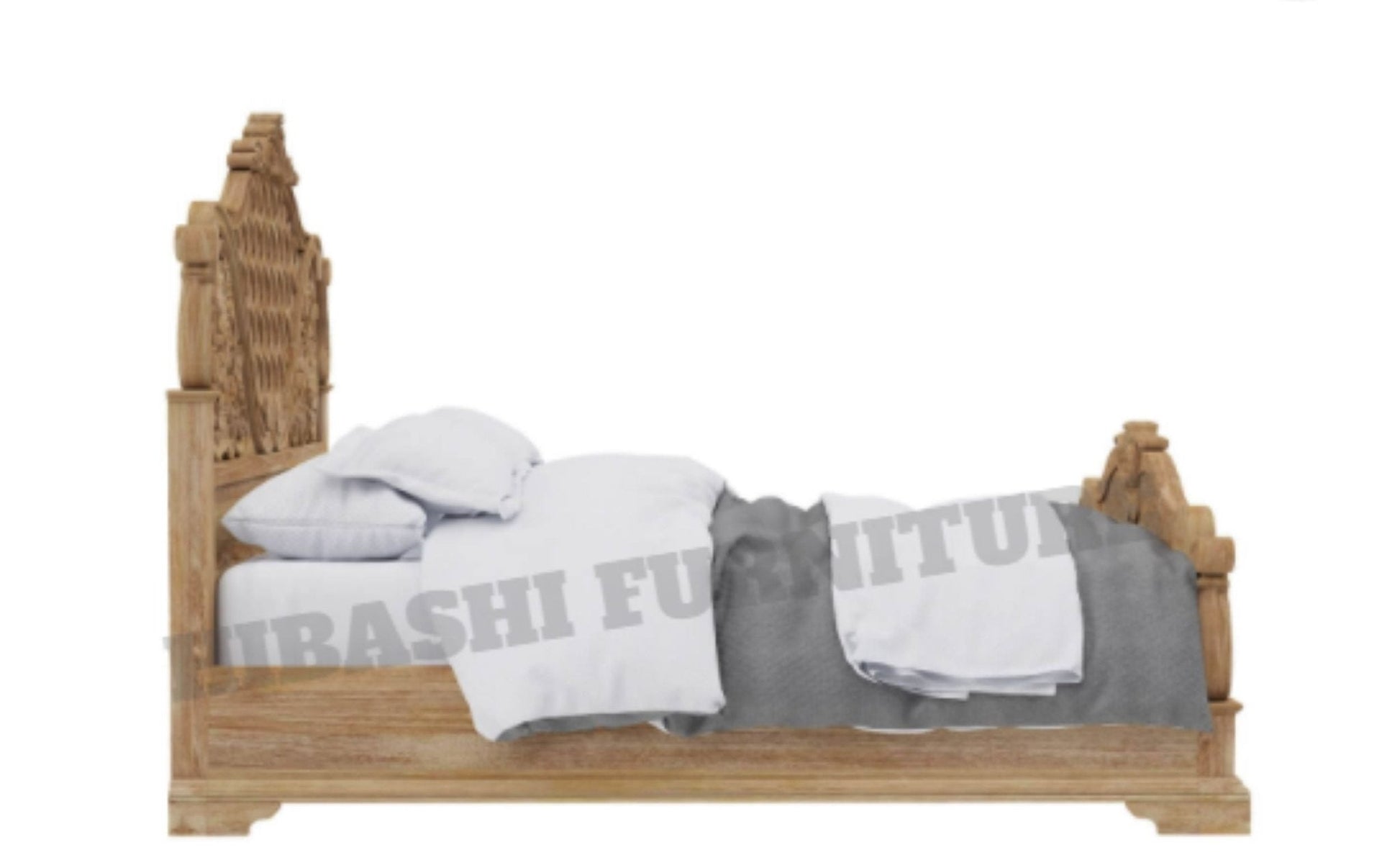 Blossom Solid Mango Wood Traditional Rustic Platform Bed – handcrafted solid wood furniture