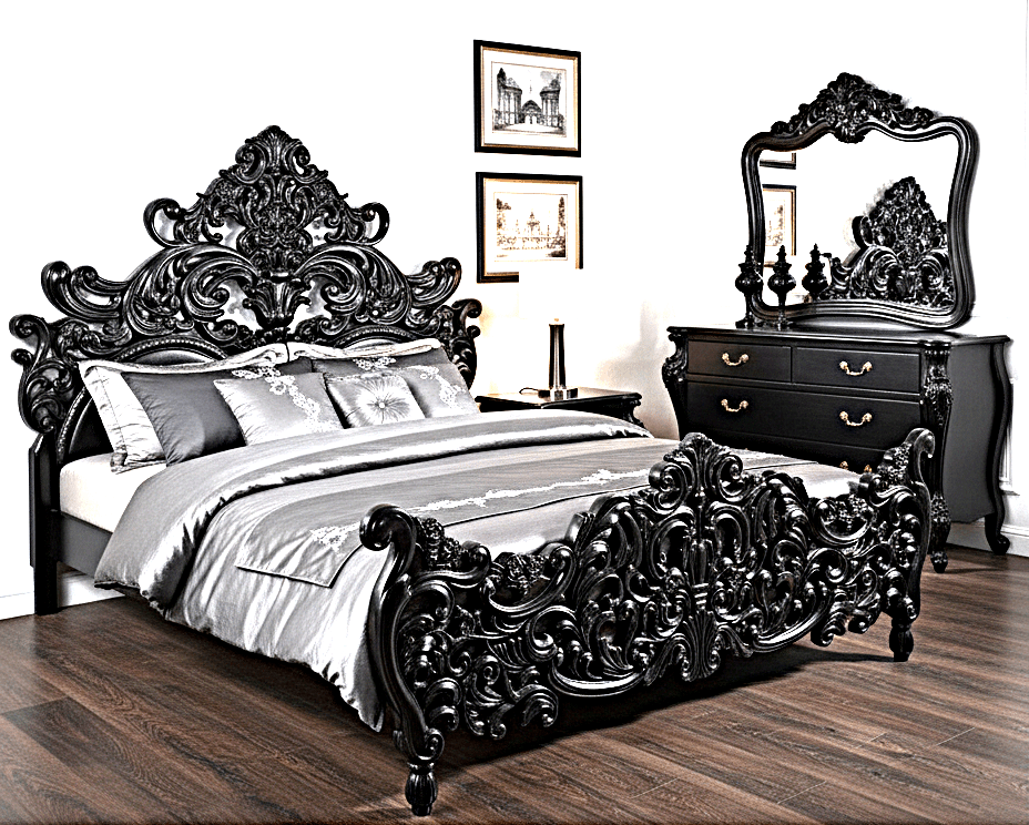 Bonita Indian Hand Carved Solid Mango Wood Bed – handcrafted solid wood furniture