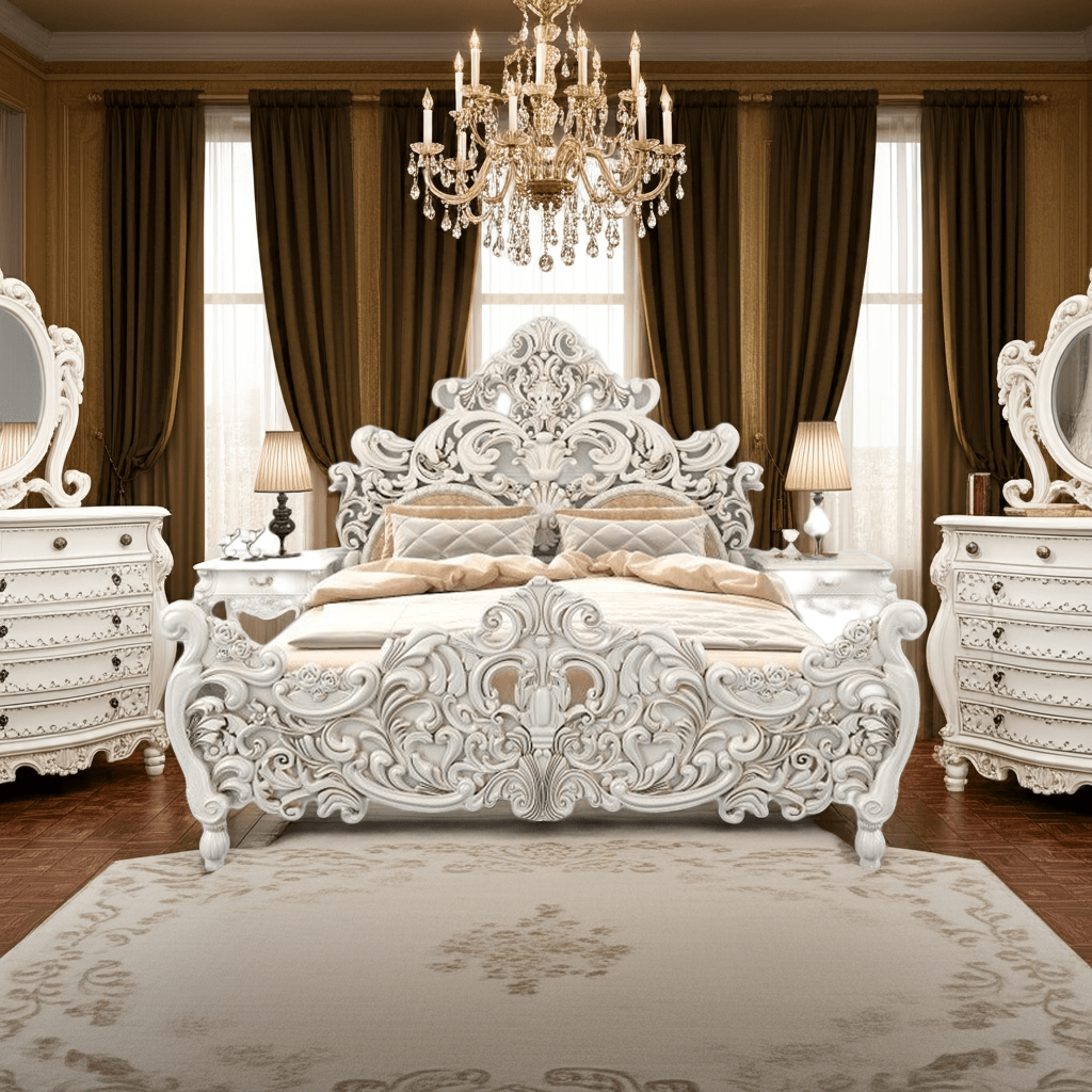 Bonita Indian Hand Carved Solid Mango Wood Bed by Furniture Home LLC – handcrafted solid wood furniture made in India