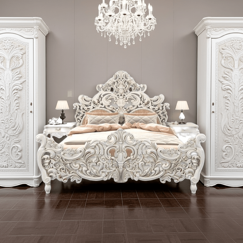 Bonita Indian Hand Carved Solid Mango Wood Bed – handcrafted solid wood furniture