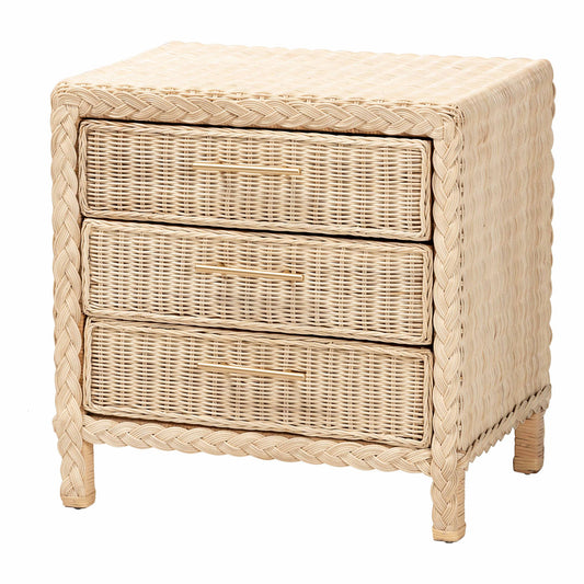 Calvin Bohemian Natural Rattan 1 - drawer Bedside / Nightstand – handcrafted solid wood furniture