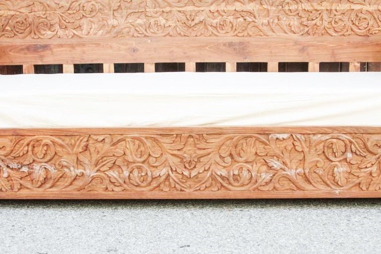 Dalia Hand Carved Indian Solid Wooden Daybed – handcrafted solid wood furniture