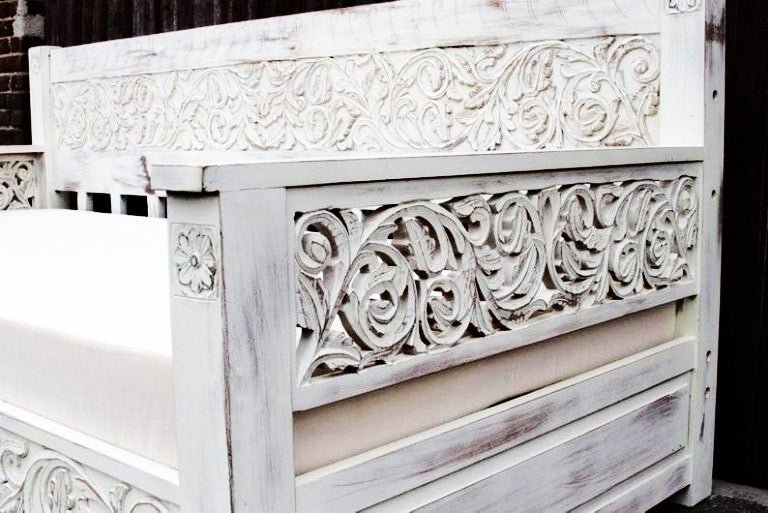 Dalia Hand Carved Indian Solid Wooden Daybed – handcrafted solid wood furniture