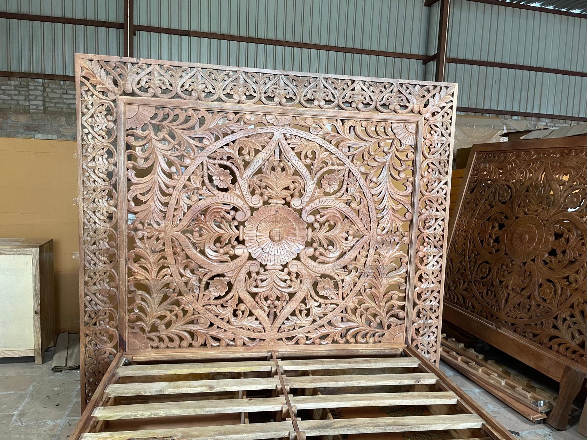 Dynasty Hand Carved Wooden Jody Bed Frame With Storage Drawers - Furniture Home LLC