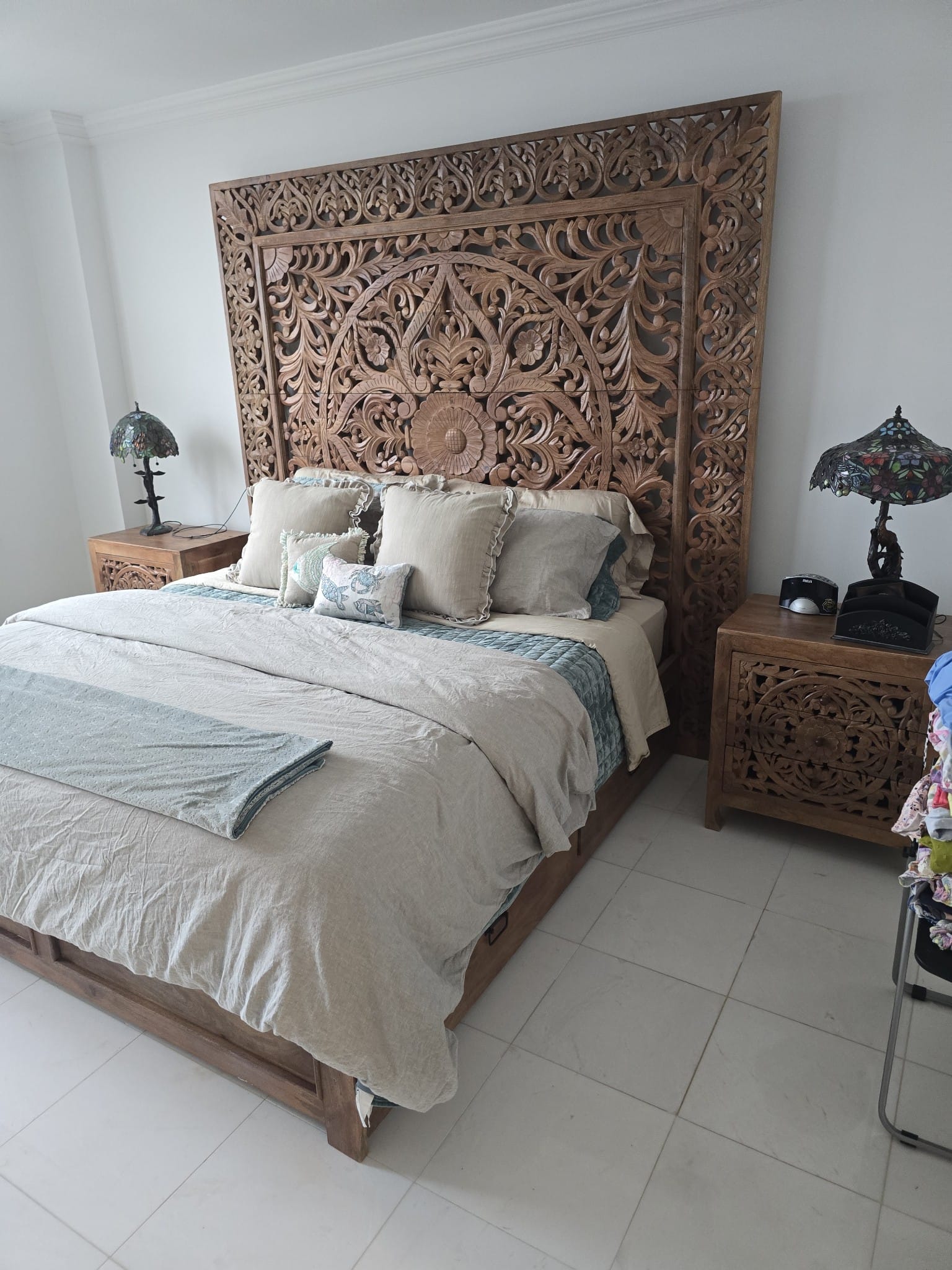 Dynasty Hand Carved Wooden Jody Bed Frame With Storage Drawers - Furniture Home LLC