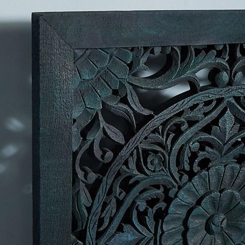 Dynasty Low Line Hand Carved Indian Wooden Bed Frame - DLLHCBF – handcrafted solid wood furniture