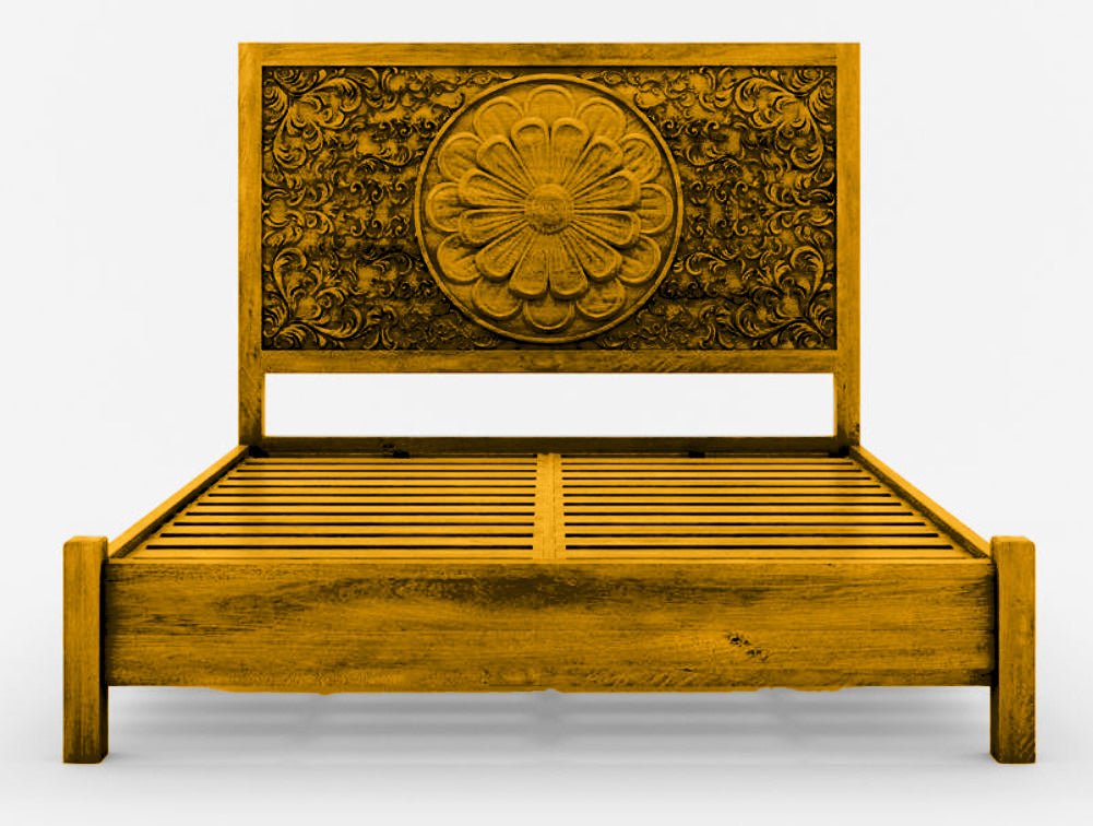 Dynasty Mughal Hand Carved Solid Wooden 4 - Piece Bedroom Set – handcrafted solid wood furniture