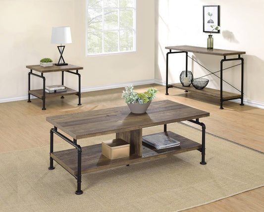 EL NIDO Industrial Shelf Storage Coffee Table Black – handcrafted solid wood furniture
