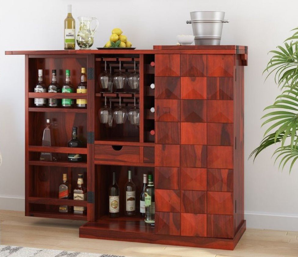 Empire Solid Wooden Rustic expandable Bar Cabinet - Indoor / Outdoor – handcrafted solid wood furniture