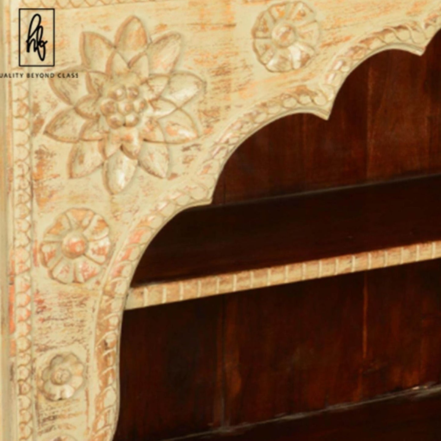 FORIST Solid Mango Wood Hand Carved Bookcase – handcrafted solid wood furniture