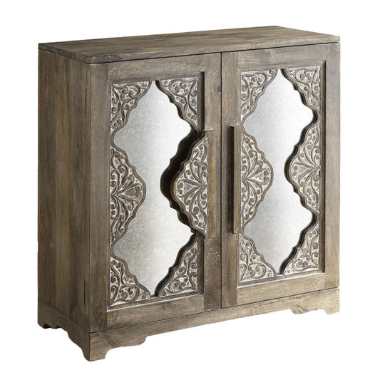 FRENCH ARCHED CARVED MIRROR DOOR SIDEBOARD - Black wash – handcrafted solid wood furniture