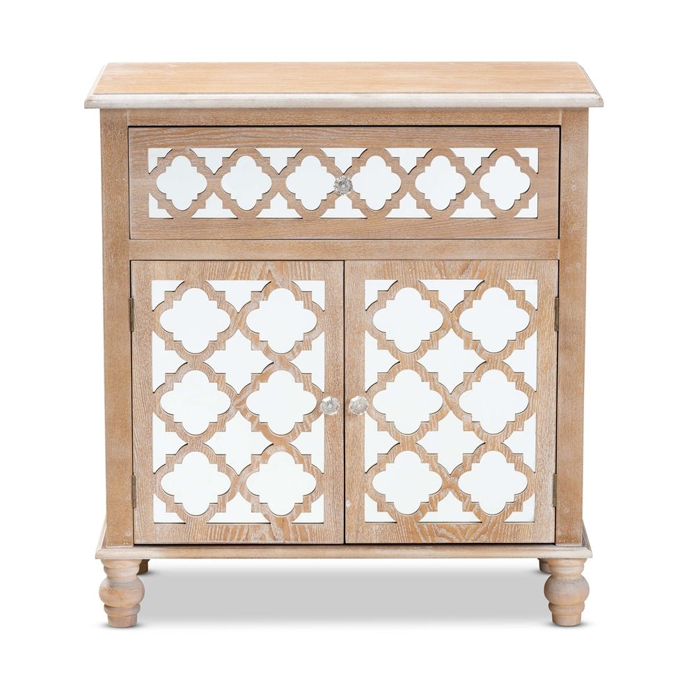 Glam Wooden Rustic Mirrored Storage Cabinet – handcrafted solid wood furniture