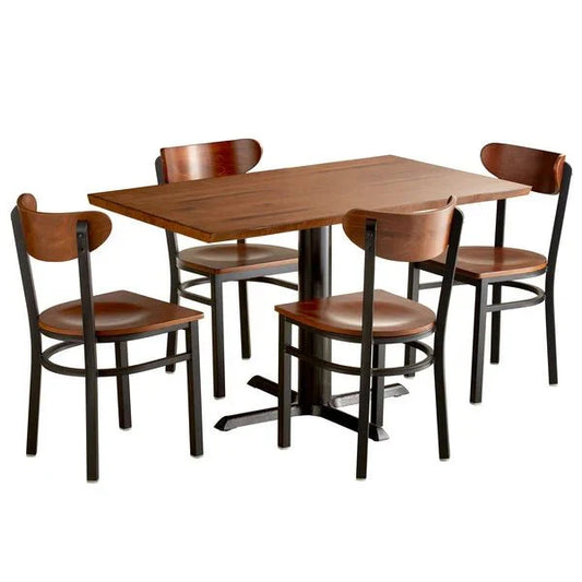 Haidar Antique Solid Wood Live Edge Dining Height Table with 4 Boomerang Chairs – handcrafted solid wood furniture