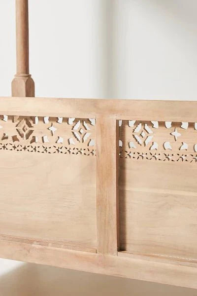 Hand Carved Canopy Style Solid Wooden Daybed / OutDoor Seating – handcrafted solid wood furniture