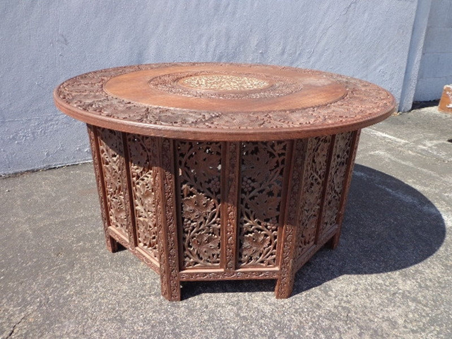 Hand Carved Indian Teak Wood bone inlay table – handcrafted solid wood furniture