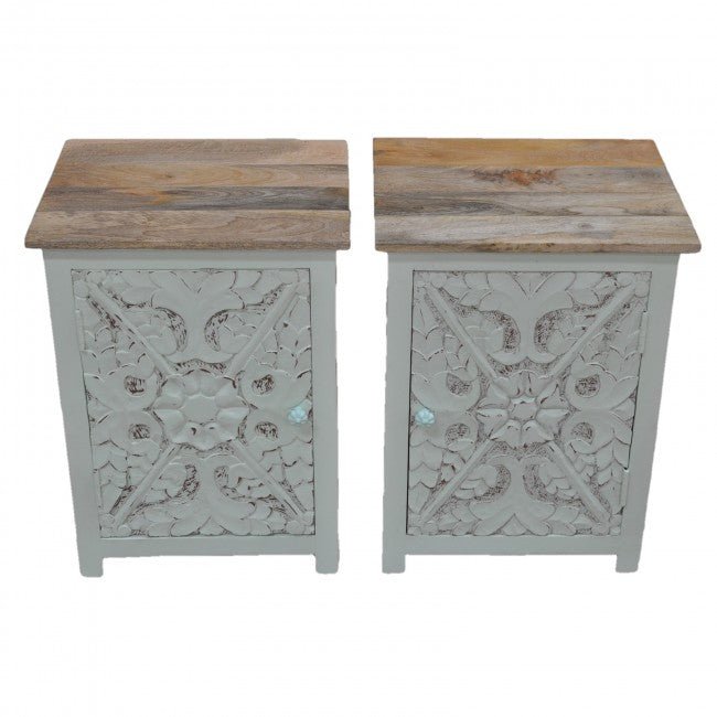 Hand Carved Pair of Bedsides, solid wooden bedside – handcrafted solid wood furniture