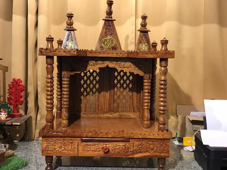 Hand Carved wooden Temple / Puja Ghar / Hand Made Indian Temple – handcrafted solid wood furniture