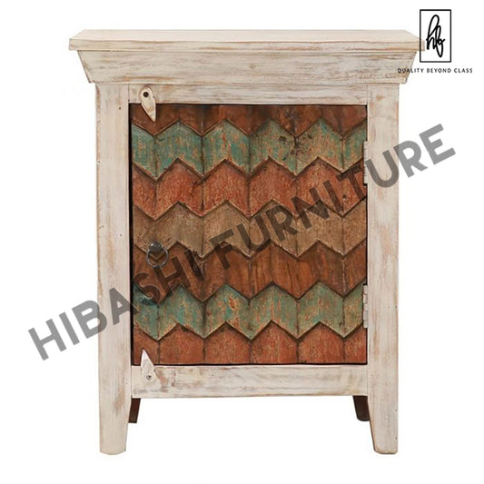 Hopefield Solid Wood White Distressed Bedside Table – handcrafted solid wood furniture