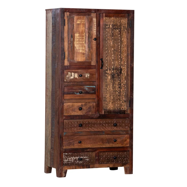 Rustic Solid Wooden Reclaimed Wardrobe Armoire