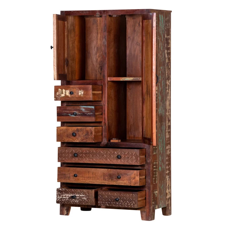 Rustic Solid Wooden Reclaimed Wardrobe Armoire