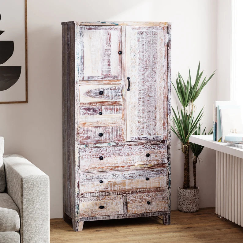 Rustic Solid Wooden Reclaimed Wardrobe Armoire