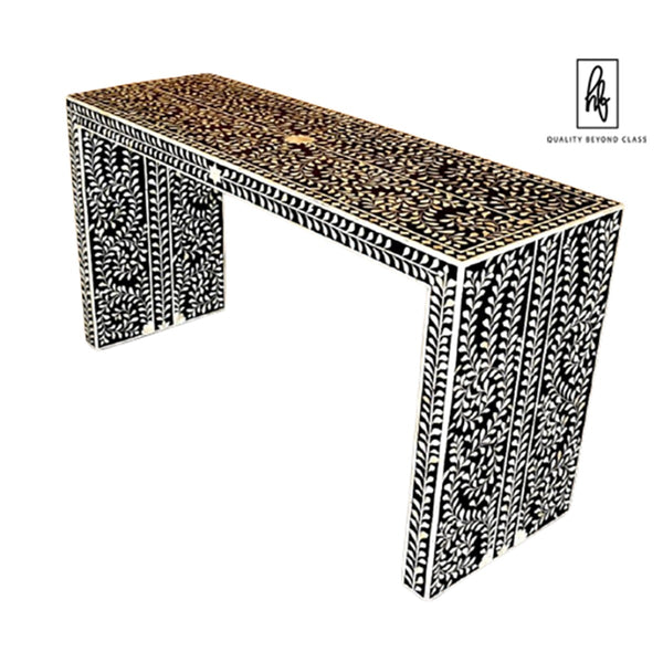 Handmade Bone inlay Solid wooden console table/ camel bone inlaid floral design sideboard console table